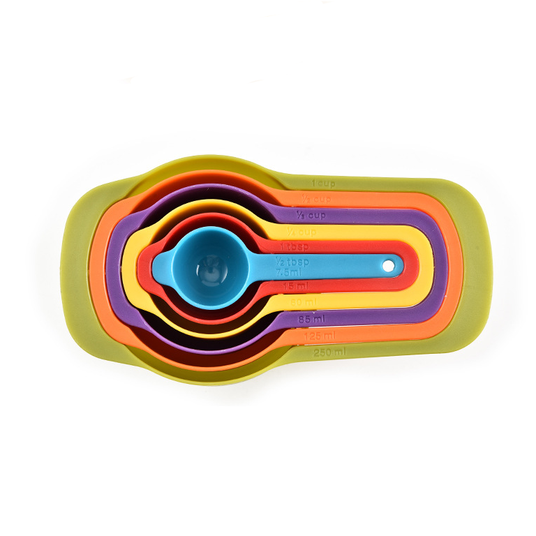 Color tape engraving measuring spoon set of 6 pieces plastic measuring spoon measuring cylinder DIY kitchen baking tool