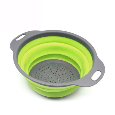 Folding TPR PP material fruit vegetable washing basket strainer collapsible drainer with handle