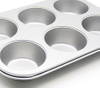 High quality carbon steel 6 cup silver cupcake baking tray non-stick muffin cup baking pan