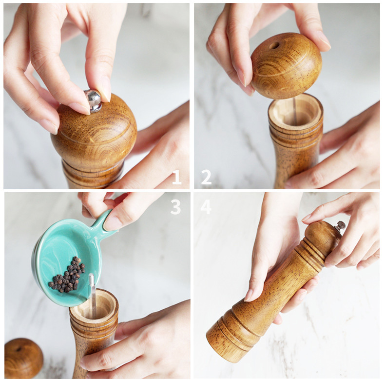 Best price wholesale one handed adjustable manual kitchen wooden salt pepper mills grinder