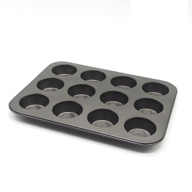 12-cup black cupcake baking tray non-stick muffin cup baking pan