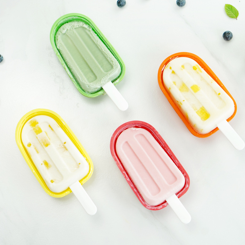 Ice lolly moulds stackable children mini 4 pieces silicone multi-colour popsicle mold