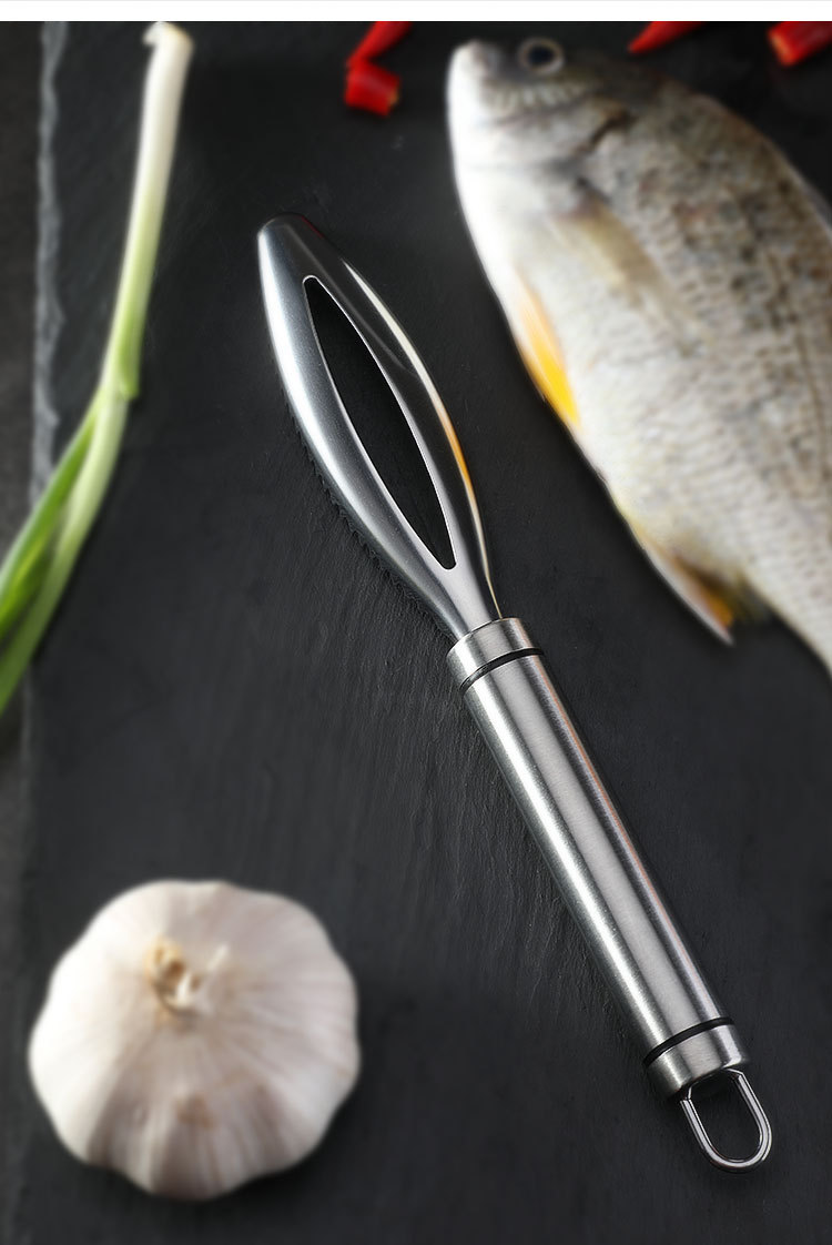 Stainless steel Kitchen Tool Steel Sawtooth Easily Remove Fish Scaler Brush Scales , Fish Scaler Fish