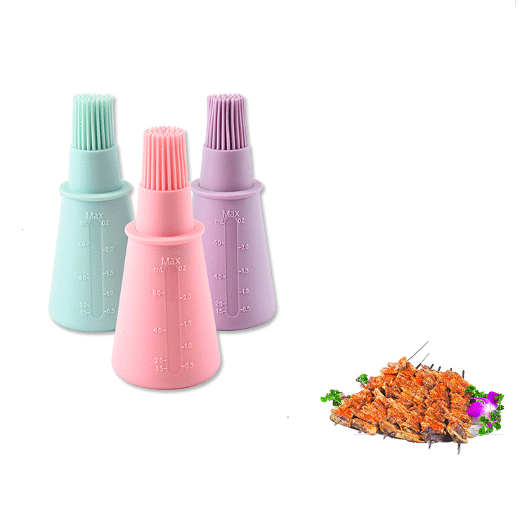 Opaque silicone straight oil bottle brush graduated brush kitchen tools