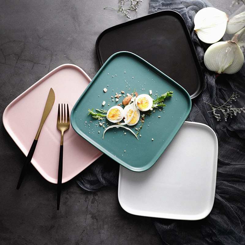 Nordic Ceramic Plate Tableware Household Matte Glaze Flat Plate Steak Dish Plate