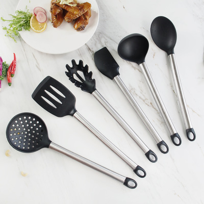 11 pieces stainless steel handle non-stick heat resistant silicone kitchen utensil for cooking