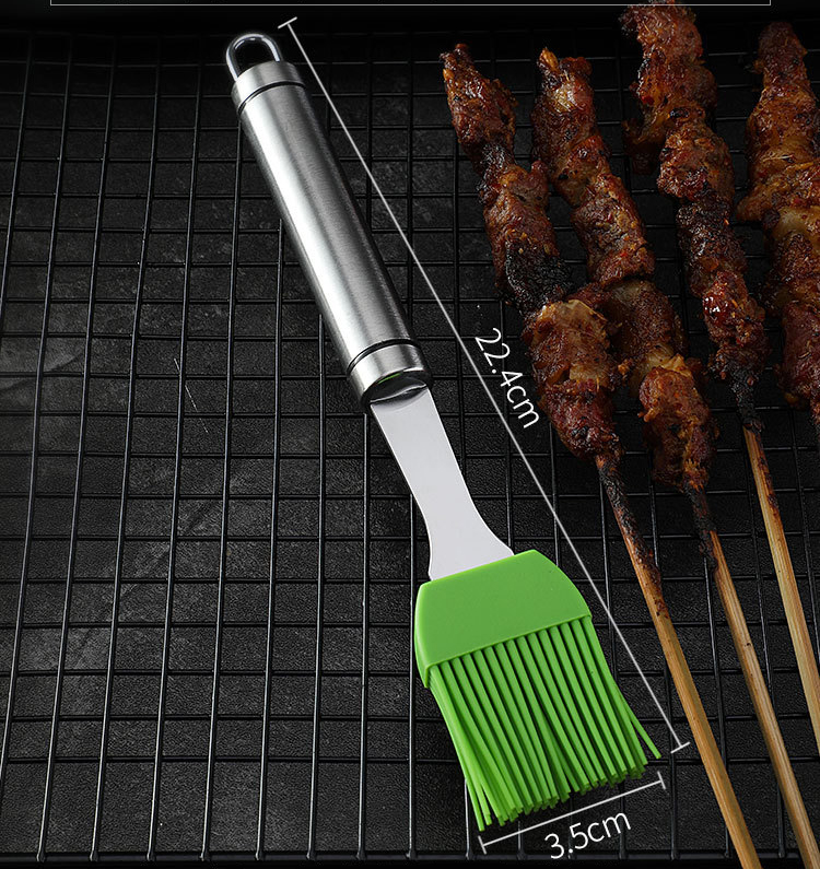 Stainless steel handle heat resistant spread oil butter sauce marinades bbq grill barbecue baking cooking silicone oil brush