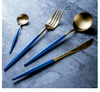 Wholesale golden round handle cutlery colorful stainless steel restaurant flatware sets