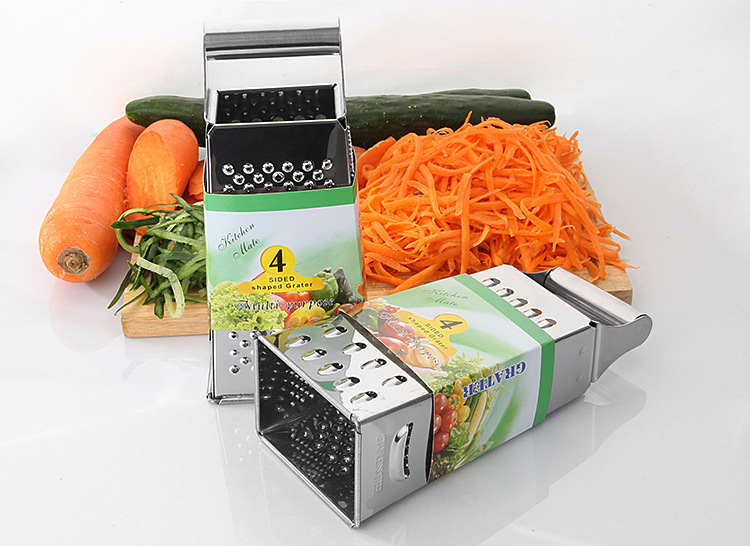 Custom Stainless Steel 4 Multi-purpose Vegetable Cheese Box Grater With Container