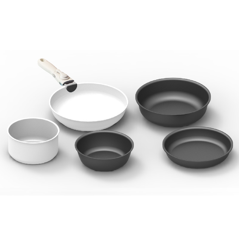 3-piece Detachable Handle Aluminum Nonstick Cooking Pans Set